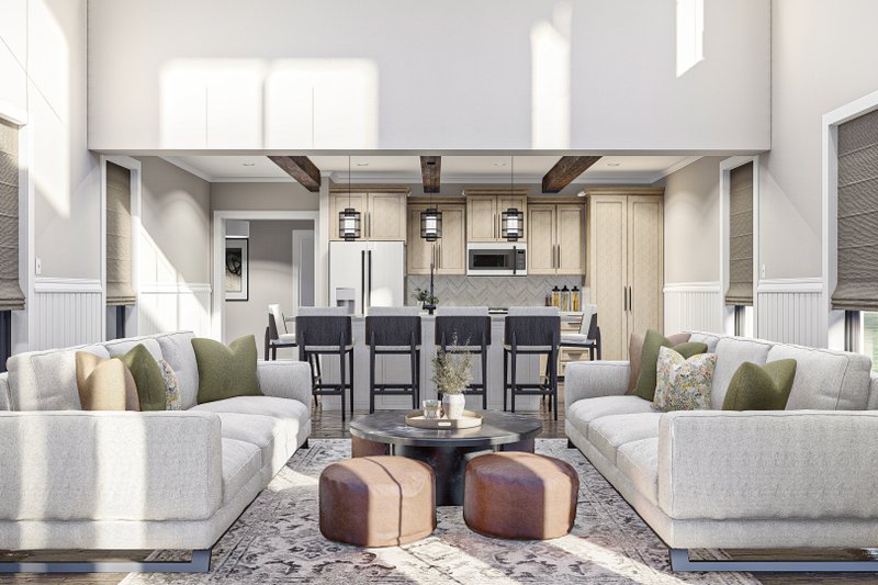 Architectural House Design - Interior - Family Room 1 for Farmhouse House Plan #455-208 - 2 bed, 2 bath