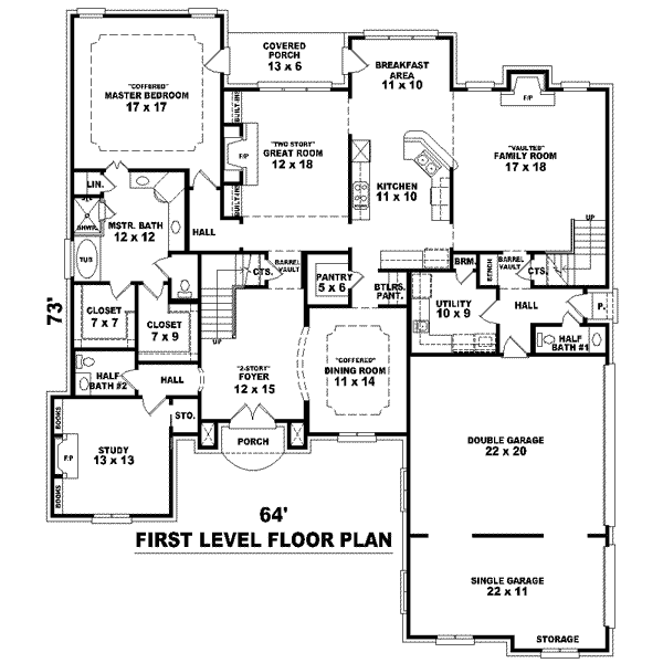 Colonial Floor Plan - Main Floor Plan #81-1607