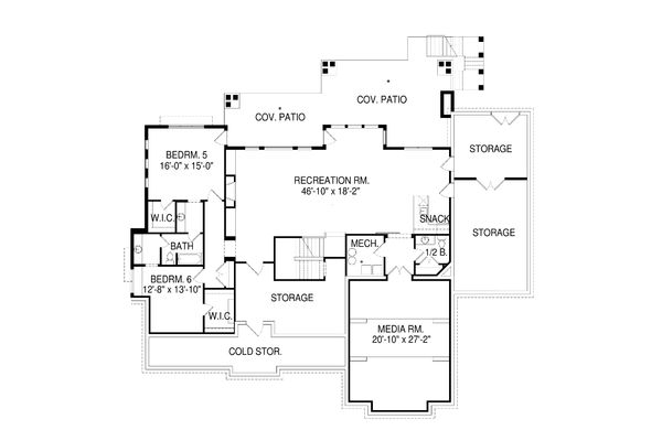 Craftsman Floor Plan - Lower Floor Plan #920-34