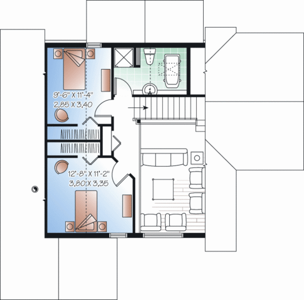 House Plan Design - Cottage Floor Plan - Upper Floor Plan #23-2266