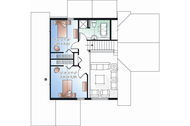 Dream House Plan - Floor Plan - Upper Floor for Cottage House Plan #23-2266 - 3 bed, 2 bath
