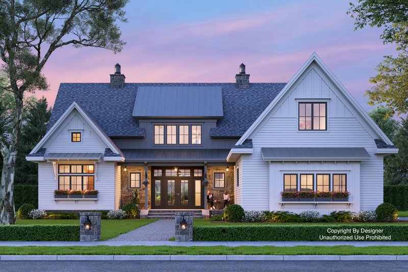 Dream House Plan - Farmhouse Exterior - Front Elevation Plan #51-1156