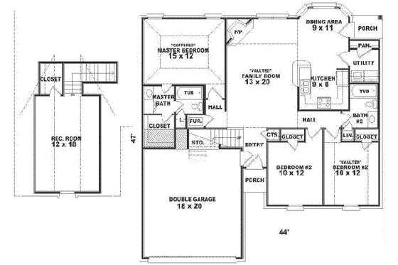 Floor Plan - Main Floor for Traditional House Plan #81-193 - 3 bed, 2 bath