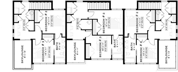 Contemporary Floor Plan - Upper Floor Plan #1101-43