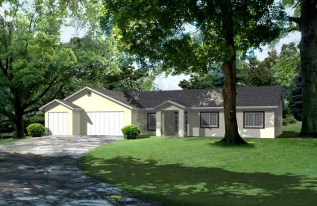 Exterior - Front Elevation 2 for Adobe / Southwestern House Plan #1-501 - 4 bed, 3 bath