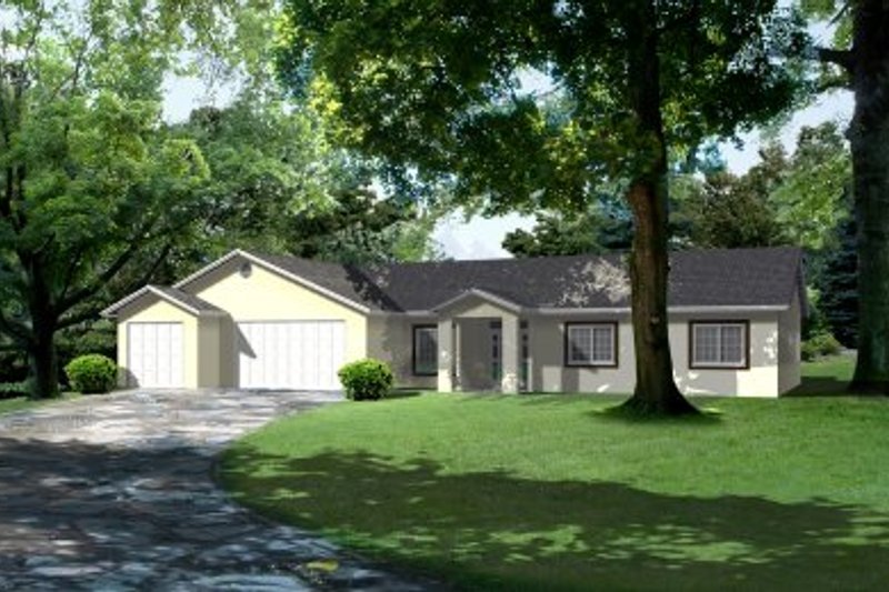 Exterior - Front Elevation 2 for Adobe / Southwestern House Plan #1-501 - 4 bed, 3 bath