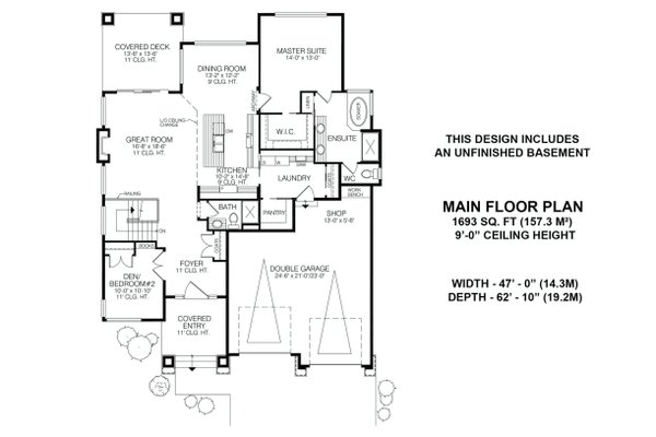 Modern Floor Plan - Main Floor Plan #1100-2