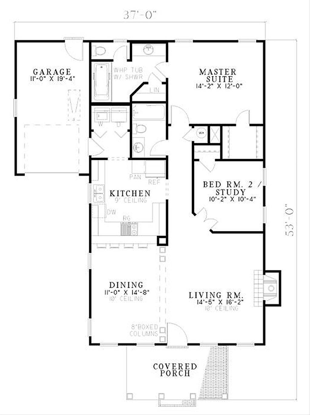 Classical Style House Plan 2 Beds 2 Baths 1172 Sqft Plan 17 179