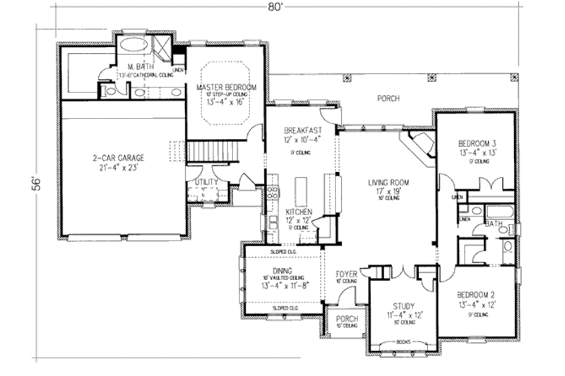 European Style House Plan - 3 Beds 3 Baths 2628 Sq/Ft Plan #410-363 ...