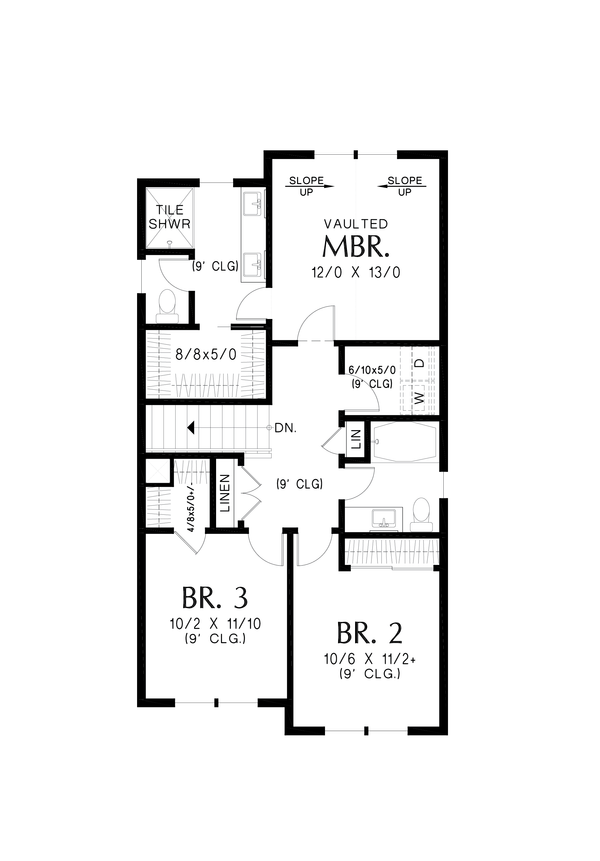 Farmhouse Floor Plan - Upper Floor Plan #48-1189