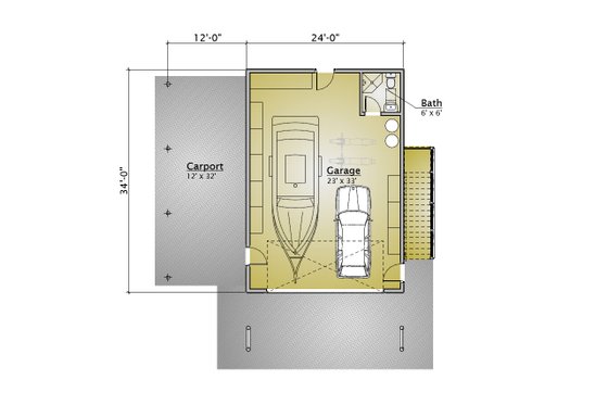 Floor Plan - Lower Floor for Cabin House Plan #910-3 - 1 bed, 2 bath