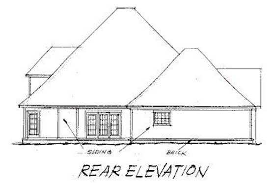 Exterior - Rear Elevation for Traditional House Plan #20-177 - 4 bed, 3.5 bath