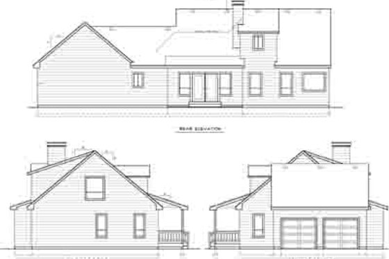 Exterior - Rear Elevation for Country House Plan #101-202 - 3 bed, 2.5 bath