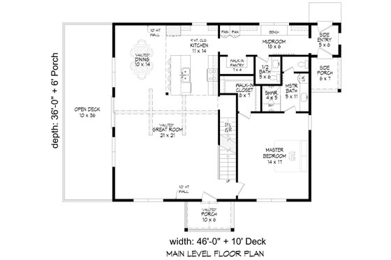Floor Plan - Main Floor for Country House Plan #932-1315 - 4 bed, 2.5 bath