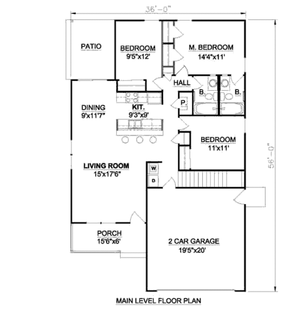 Bungalow Style House Plan 3 Beds 2 Baths 1216 Sq Ft Plan 116 262