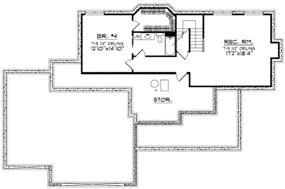 Floor Plan - Lower Floor for Traditional House Plan #70-624 - 3 bed, 2.5 bath