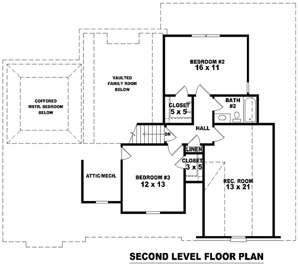 Traditional Floor Plan - Upper Floor Plan #81-758
