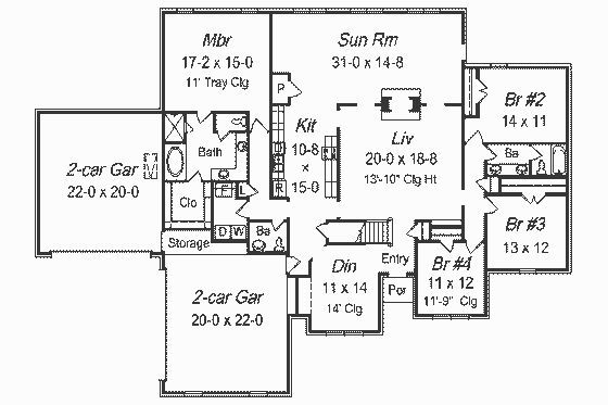 Floor Plan - Main Floor for European House Plan #329-295 - 5 bed, 3.5 bath
