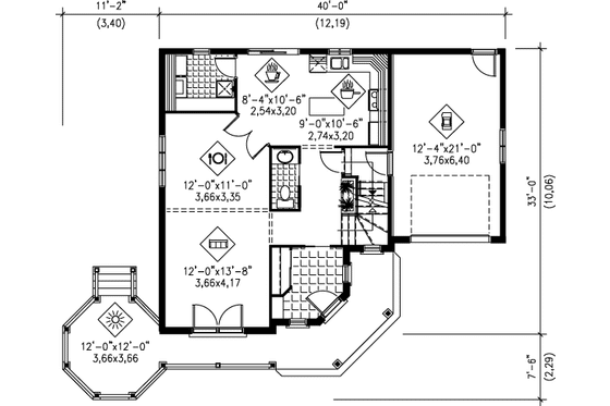 Floor Plan - Main Floor for Country House Plan #25-241 - 3 bed, 1.5 bath