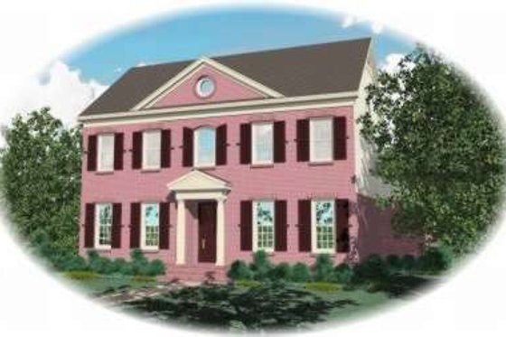 Exterior - Front Elevation for Colonial House Plan #81-1232 - 4 bed, 4 bath