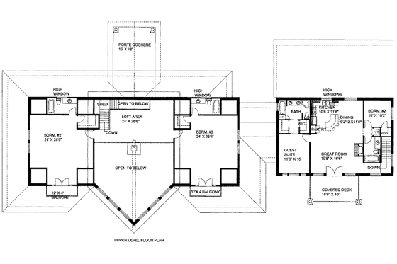 Floor Plan - Upper Floor for Ranch House Plan #117-632 - 4 bed, 5.5 bath
