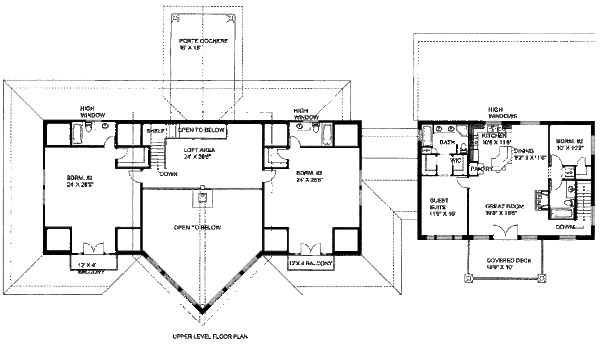 Ranch Floor Plan - Upper Floor Plan #117-632