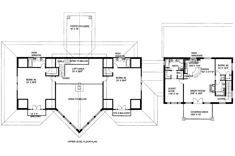 Home Plan - Floor Plan - Upper Floor for Ranch House Plan #117-632 - 4 bed, 5.5 bath