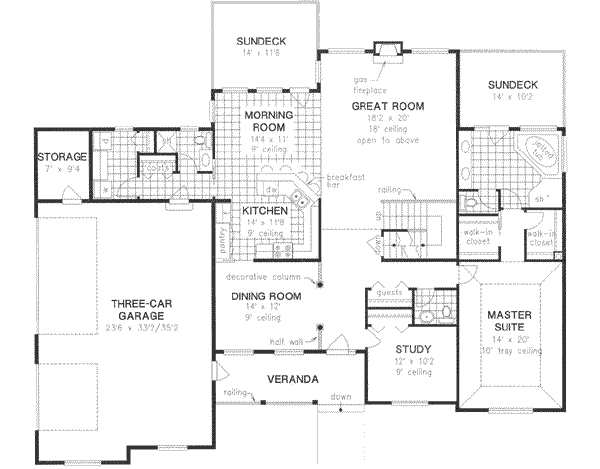 Architectural House Design - Country Floor Plan - Main Floor Plan #18-330