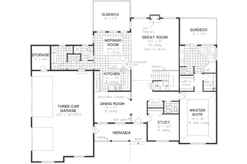 Architectural House Design - Floor Plan - Main Floor for Country House Plan #18-330 - 5 bed, 3.5 bath