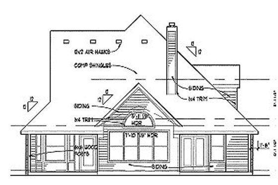 Exterior - Rear Elevation for Traditional House Plan #120-153 - 3 bed, 3 bath
