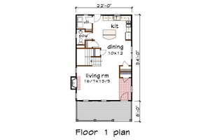 Floor Plan - Main Floor for Craftsman House Plan #79-261 - 3 bed, 2.5 bath