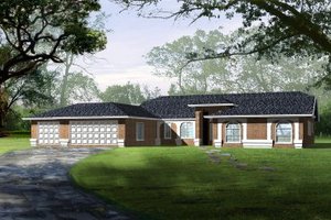 Ranch Exterior - Front Elevation Plan #1-677