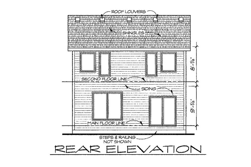 Home Plan - Exterior - Rear Elevation for Traditional House Plan #20-2101 - 3 bed, 2.5 bath