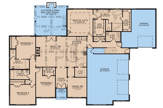 Floor Plan - Main Floor for Traditional House Plan #923-291 - 4 bed, 3.5 bath