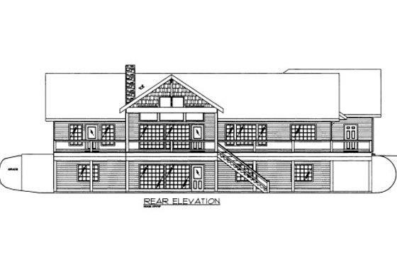 Exterior - Rear Elevation for Craftsman House Plan #117-616 - 5 bed, 4 bath