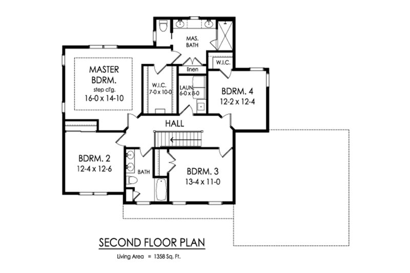 Home Plan - Floor Plan - Upper Floor for Traditional House Plan #1010-247 - 4 bed, 2.5 bath