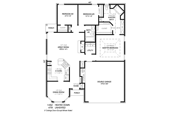 Floor Plan - Main Floor for Traditional House Plan #424-165 - 3 bed, 2 bath