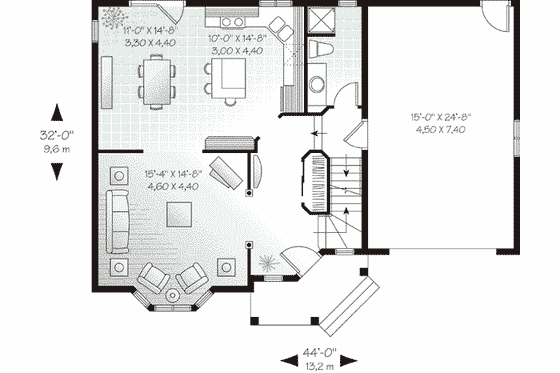 Floor Plan - Main Floor for European House Plan #23-484 - 3 bed, 2 bath