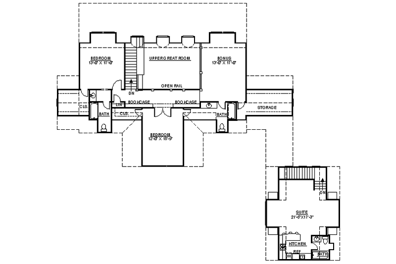 Home Plan - Floor Plan - Upper Floor for Craftsman House Plan #119-248 - 5 bed, 4.5 bath