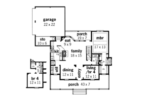 Floor Plan - Main Floor for Country House Plan #45-132 - 4 bed, 4 bath