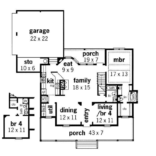 Architectural House Design - Country Floor Plan - Main Floor Plan #45-132