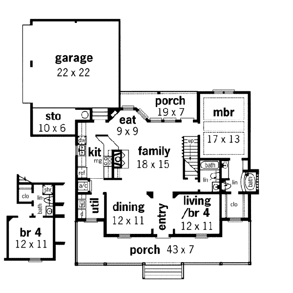 House Plan Design - Country Floor Plan - Main Floor Plan #45-132