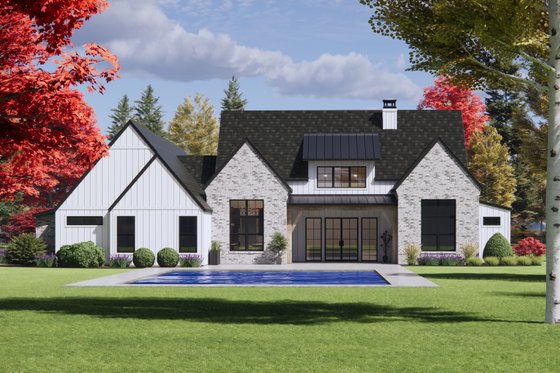 Exterior - Rear Elevation for European House Plan #1096-61 - 4 bed, 3.5 bath