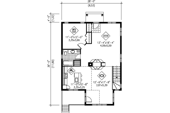 Floor Plan - Main Floor for Cottage House Plan #25-4191 - 1 bed, 1 bath