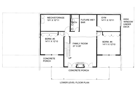 Floor Plan - Lower Floor for Cabin House Plan #117-758 - 5 bed, 3.5 bath