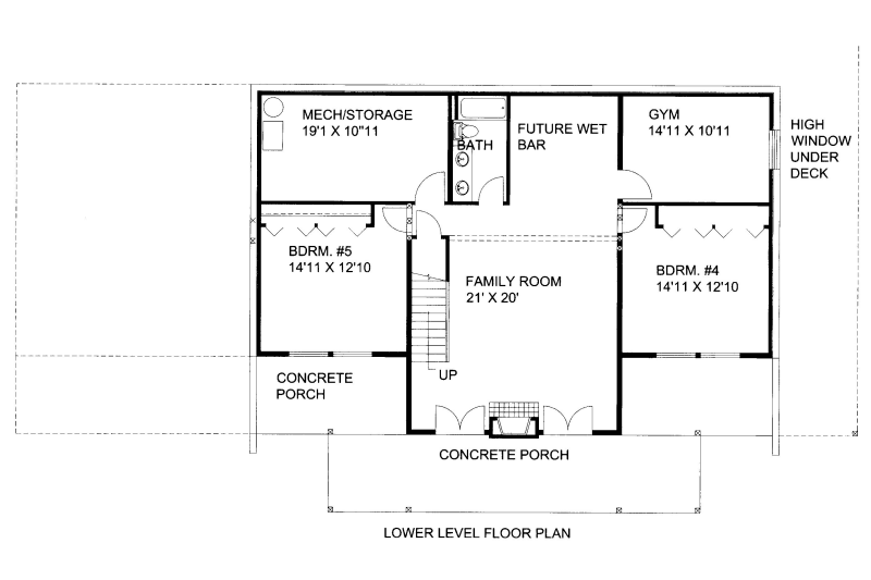 House Blueprint - Floor Plan - Lower Floor for Cabin House Plan #117-758 - 5 bed, 3.5 bath