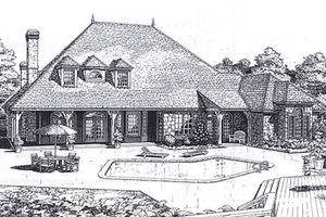 Exterior - Rear Elevation for European House Plan #310-165 - 5 bed, 3.5 bath