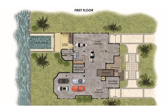 Floor Plan - Lower Floor for Beach House Plan #548-32 - 4 bed, 5.5 bath