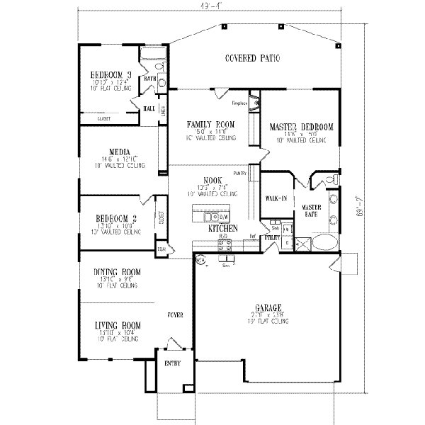 Dream House Plan - Adobe / Southwestern Floor Plan - Main Floor Plan #1-471