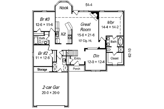 Floor Plan - Main Floor for European House Plan #329-245 - 3 bed, 2 bath